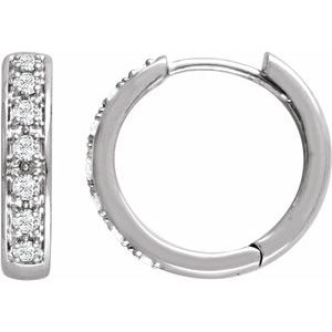 14K White 1/3 CTW Natural Diamond Hinged 15.8 mm Hoop Earring