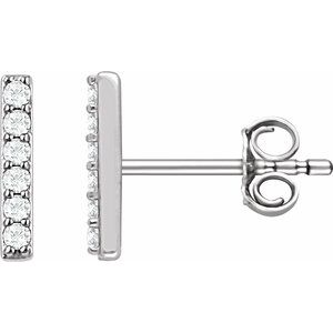 Platinum 1/10 CTW Natural Diamond Bar Earrings