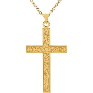 14K Yellow 28x18 mm Cross 18" Necklace R16161:6007:P