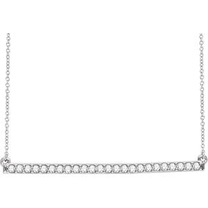 14K White 1/3 CTW Natural Diamond Bar 16-18" Necklace