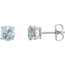Sterling Silver 6 mm Natural Aquamarine Stud Earrings 1874:70386:P