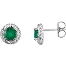 14K White Natural Emerald & 1/3 CTW Natural Diamond Earrings 68602:70000:P