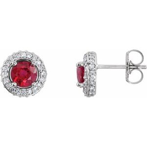14K White Natural Ruby & 1/3 CTW Natural Diamond Earrings 68602:70001:P