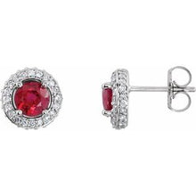 14K White Natural Ruby & 1/3 CTW Natural Diamond Earrings 68602:70001:P