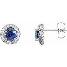 14K White Natural Blue Sapphire & 1/3 CTW Natural Diamond Earrings 68602:70002:P