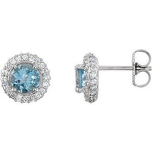 14K White Natural Aquamarine & 1/3 CTW Natural Diamond Earrings 68602:70003:P