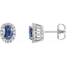 14K White Natural Blue Sapphire & 1/3 CTW Natural Diamond Earrings 85028:70000:P