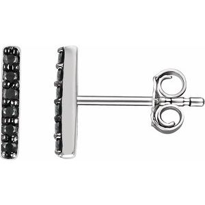 14K White 1/10 CTW Natural Black Diamond Bar Earrings