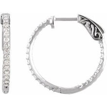 Sterling Silver Imitation White Cubic Zirconia Inside-Outside 23 mm Hinged Hoop Earrings 650183:109:P