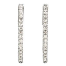 14K White 1 CTW Natural Diamond Inside-Outside 26.5 mm Hinged Hoop Earrings 650183:103:P