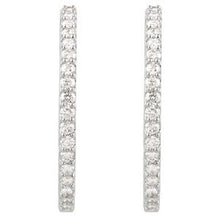 14K White 3 CTW Natural Diamond Inside-Outside 34.5 mm Hinged Hoop Earrings 650183:105:P
