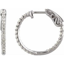 Sterling Silver Imitation White Cubic Zirconia Inside-Outside 19 mm Hinged Hoop Earrings 650183:108:P