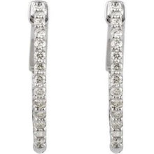 14K White 1/2 CTW Lab-Grown Diamond Inside-Outside 19 mm Hinged Hoop Earrings 650183:LG614:P