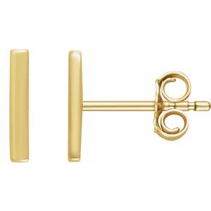 14K Yellow Vertical Bar Earrings