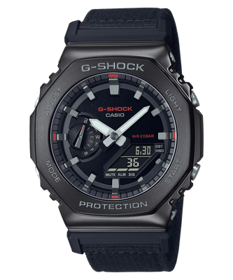 G-Shock GM2100CB-1A Metal Clad Black Casioak Red Accents