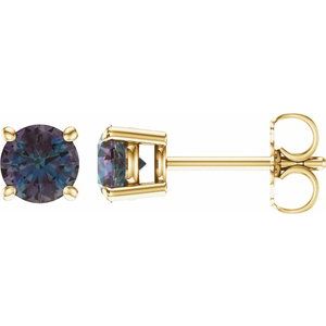 14K Yellow 5 mm Lab-Grown Alexandrite Stud Earrings 1874:70137:P