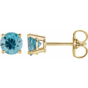 14K Yellow 5 mm Natural Blue Zircon Stud Earrings 1874:70131:P