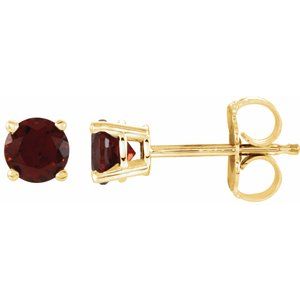 14K Yellow 4 mm Natural Mozambique Garnet Stud Earrings 1874:70123:P