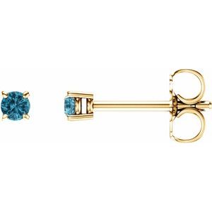 14K Yellow 2.5 mm Natural Blue Zircon Stud Earrings 1874:70127:P
