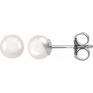 14K White 5 mm Cultured White Akoya Pearl Earrings 61103:102:P
