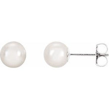 14K White 6 mm Cultured White Akoya Pearl Earrings 61103:103:P