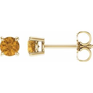 14K Yellow 4 mm Natural Citrine Stud Earrings 1874:70147:P