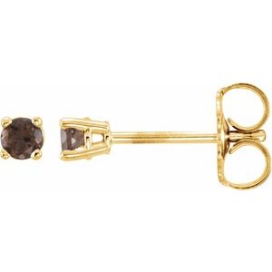 14K Yellow 2.5 mm Natural Smoky Quartz Stud Earrings 1874:70163:P