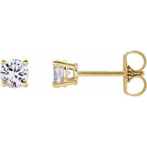 14K Yellow 4 mm Natural White Sapphire Stud Earrings 1874:70159:P
