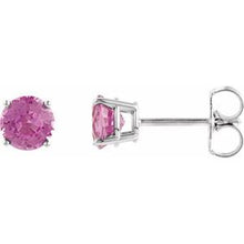 14K White 4 mm Natural Pink Tourmaline Stud Earrings 1874:70098:P
