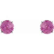 14K White 4 mm Natural Pink Tourmaline Stud Earrings 1874:70098:P