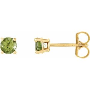 14K Yellow 4 mm Natural Peridot Stud Earrings 1874:70141:P