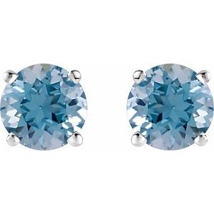 14K White 8 mm Lab-Grown Aqua Sapphire Stud Earrings 1874:70793:P