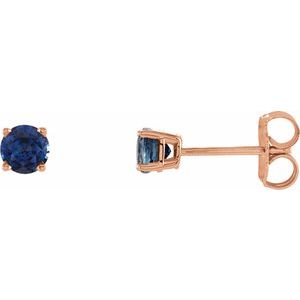 14K Rose 4 mm Lab-Grown Blue Sapphire Stud Earrings 1874:70178:P