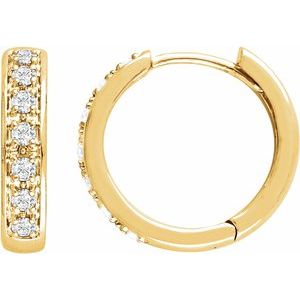 14K Yellow 1/3 CTW Natural Diamond Hinged 15.8 mm Hoop Earring