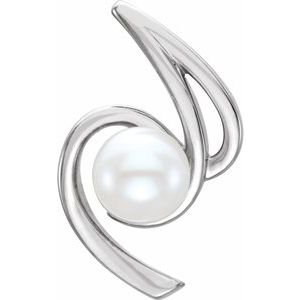 Platinum Cultured White Freshwater Pearl Pendant