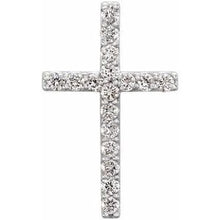 14K White 1/6 CTW Natural Diamond Petite Cross Pendant R42157D:100003:P