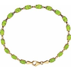 14K Yellow Natural Peridot 7.25" Bracelet
 651539:60001:P