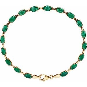 14K Yellow Lab-Grown Emerald 7.25" Bracelet 651539:60002:P