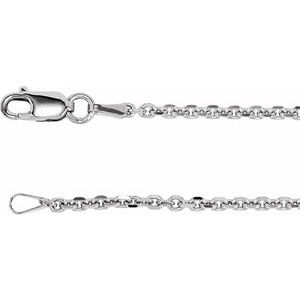 Rhodium-Plated Sterling Silver 1.75 mm Diamond-Cut Cable 18" Chain CH125:RP70002:P