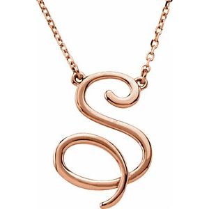 14K Rose Script Initial A 16" Necklace