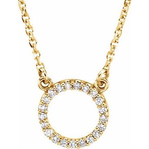 14K Yellow .08 CTW Natural Diamond Circle 16" Necklace