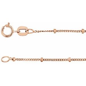 14K Rose 1 mm Beaded Curb 20" Chain CH228:1007:P