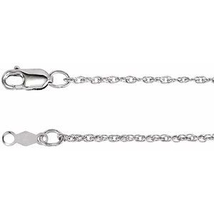 14K White 1.25 mm Rope 16" Chain