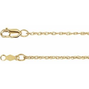 14K Yellow 1.25 mm Rope 16" Chain