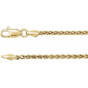14K Yellow 2 mm Diamond-Cut Wheat 7" Chain  CH521:242116:P