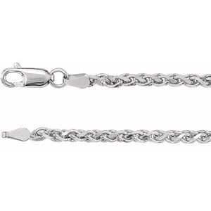 14K White 2.75 mm Diamond-Cut Wheat 18" Chain
 CH522:242124:P