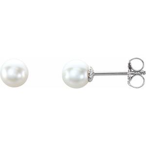 Sterling Silver 5-5.5 mm Cultured White Freshwater Pearl Earrings 21372:103:P