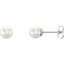 Sterling Silver 6-6.5 mm Cultured White Freshwater Pearl Earrings 21372:104:P