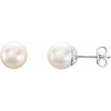 Sterling Silver 8-8.5 mm Cultured White Freshwater Pearl Earrings 21372:106:P