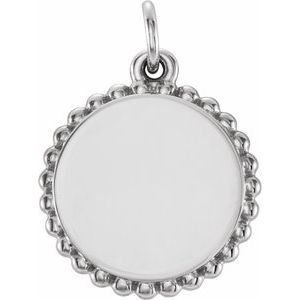 14K White Engravable Beaded Pendant 86472:135:P